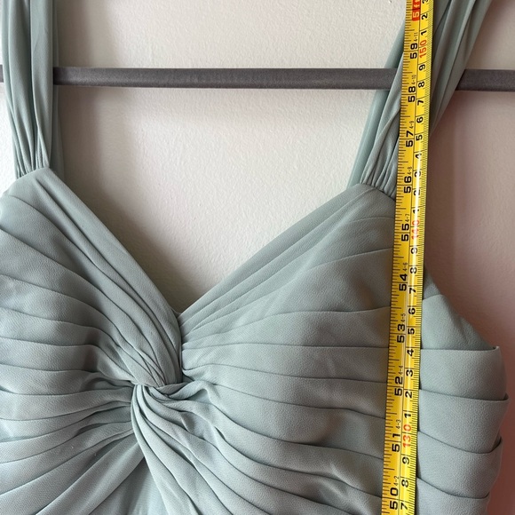 Azazie sz 4 dusty sage pleated chiffon bridesmaids gown formal dress FLAWED HEM - Picture 10 of 15